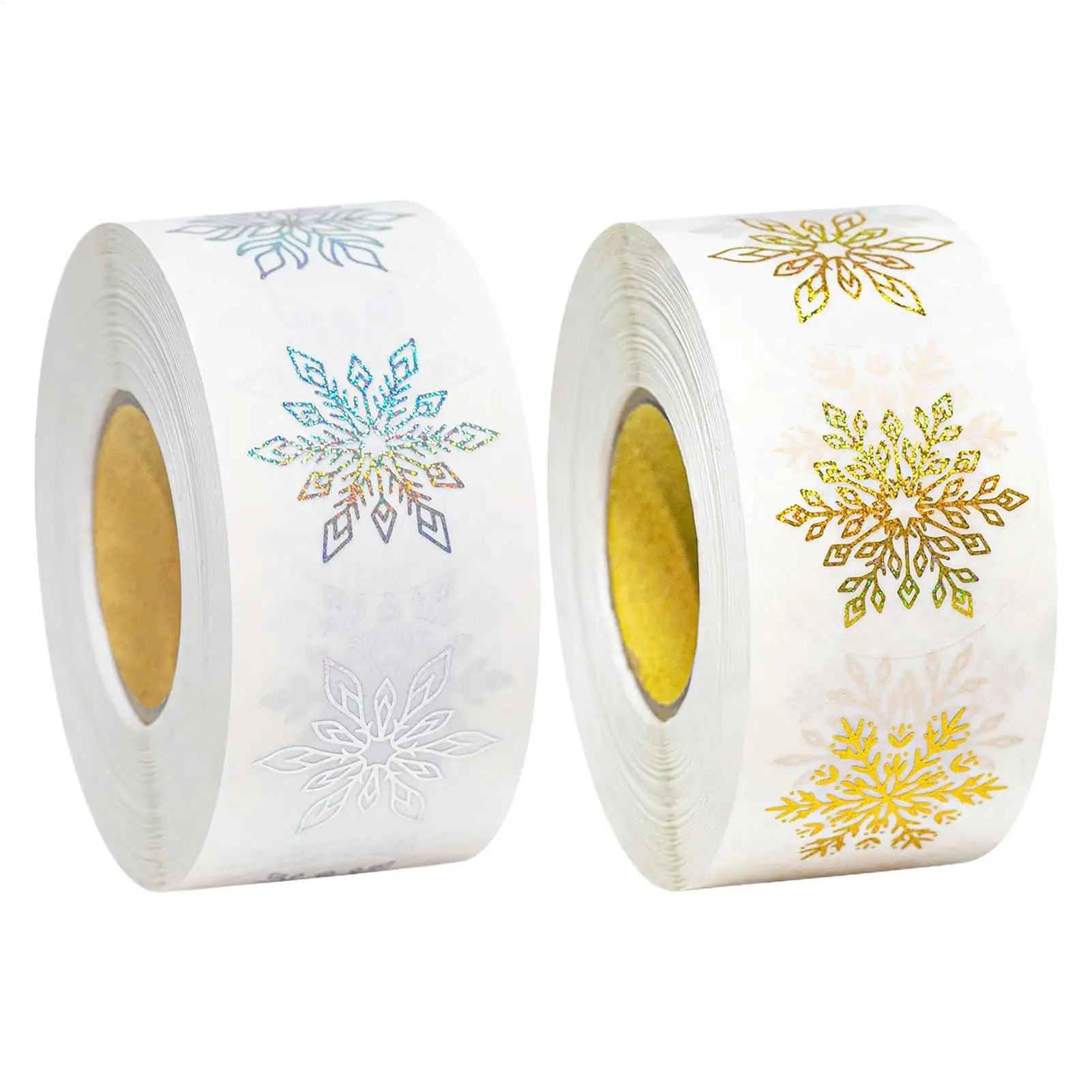 Snowflake Stickers 500 Pieces Glitter Round Christmas Labels Winter Holiday Envelope Scrapbook Seal for Journal Greeting Cards