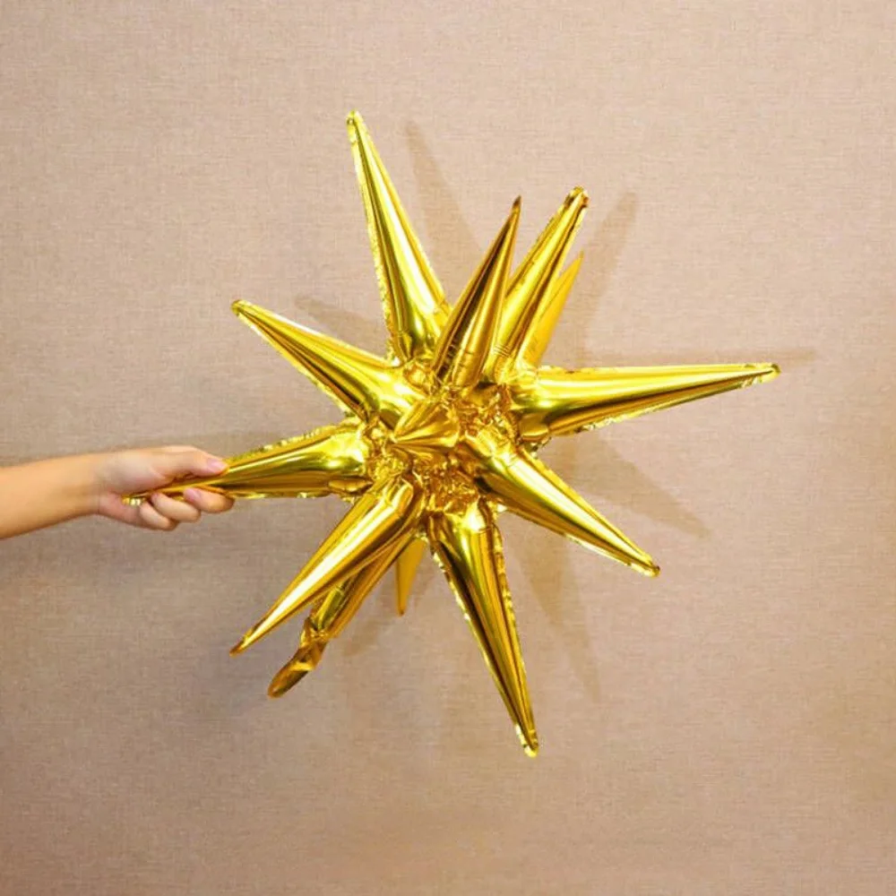 Description Picture 6 of item5Pcs Siamese Explosion Star Balloon Starburst Balloons Water Drop Cone Foil Balloons New Year Wedding Birthday Party Decor