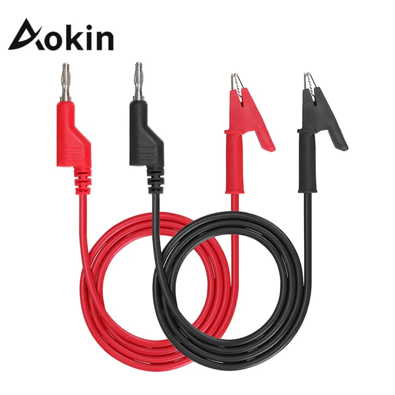 2Pcs 1M Double End Test Lead Wire 4mm Banana Plug Alligator Clip Crocodile 15A Multimeter DIY
