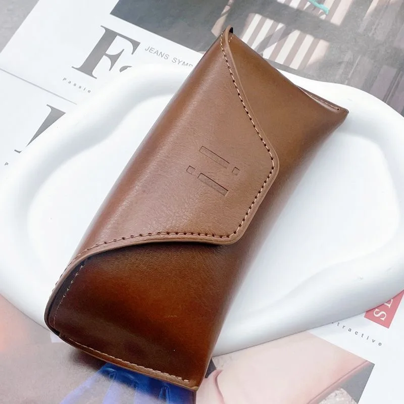 Women And Men's Sunglasses Case Suit PU Leather Hanging Neck Glasses Holder Portable Sleeve With Lanyard For Business Travel