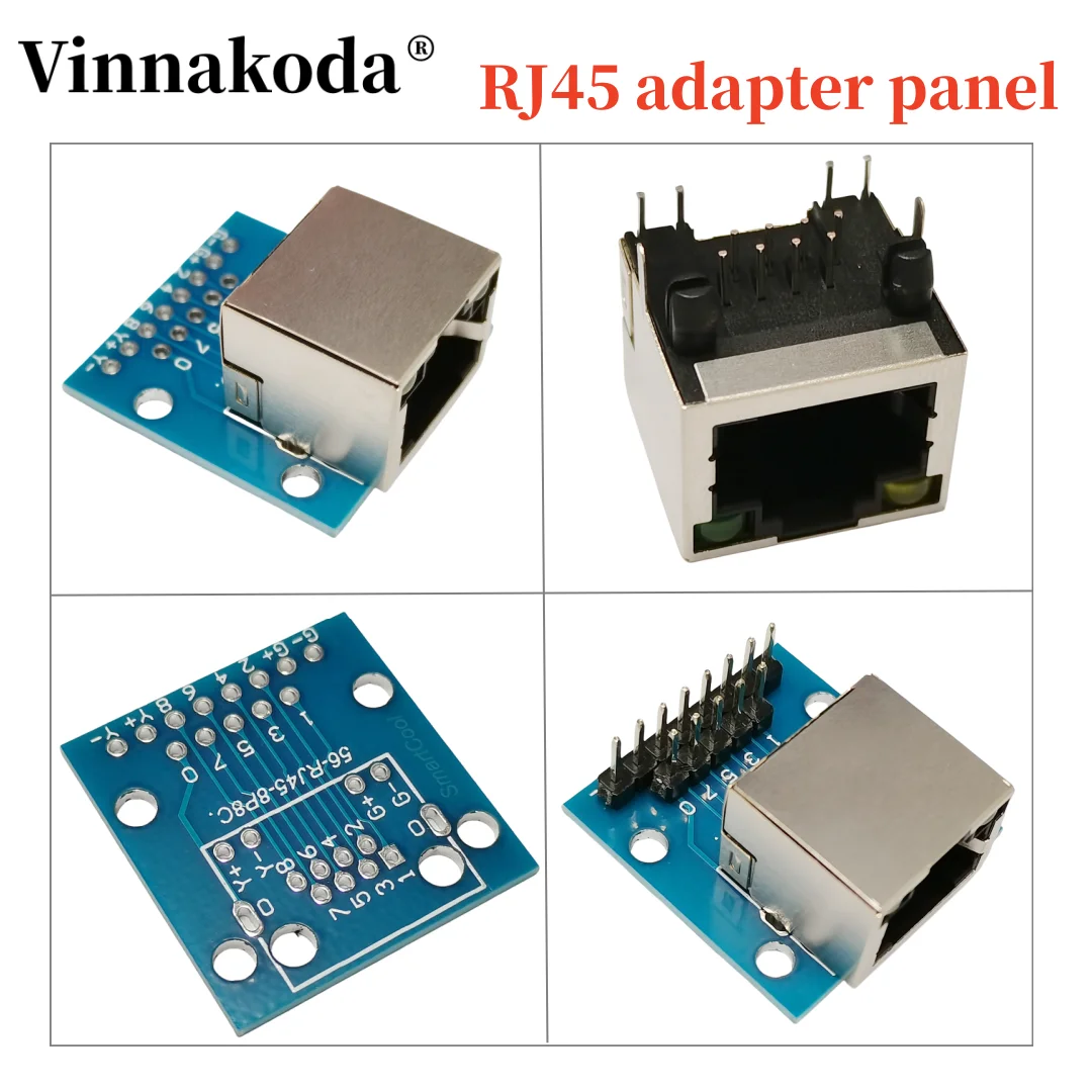 RJ45 Network Port Adapter Test Board Horizontal 8p Crystal Head Female Socket Circuit Board Light