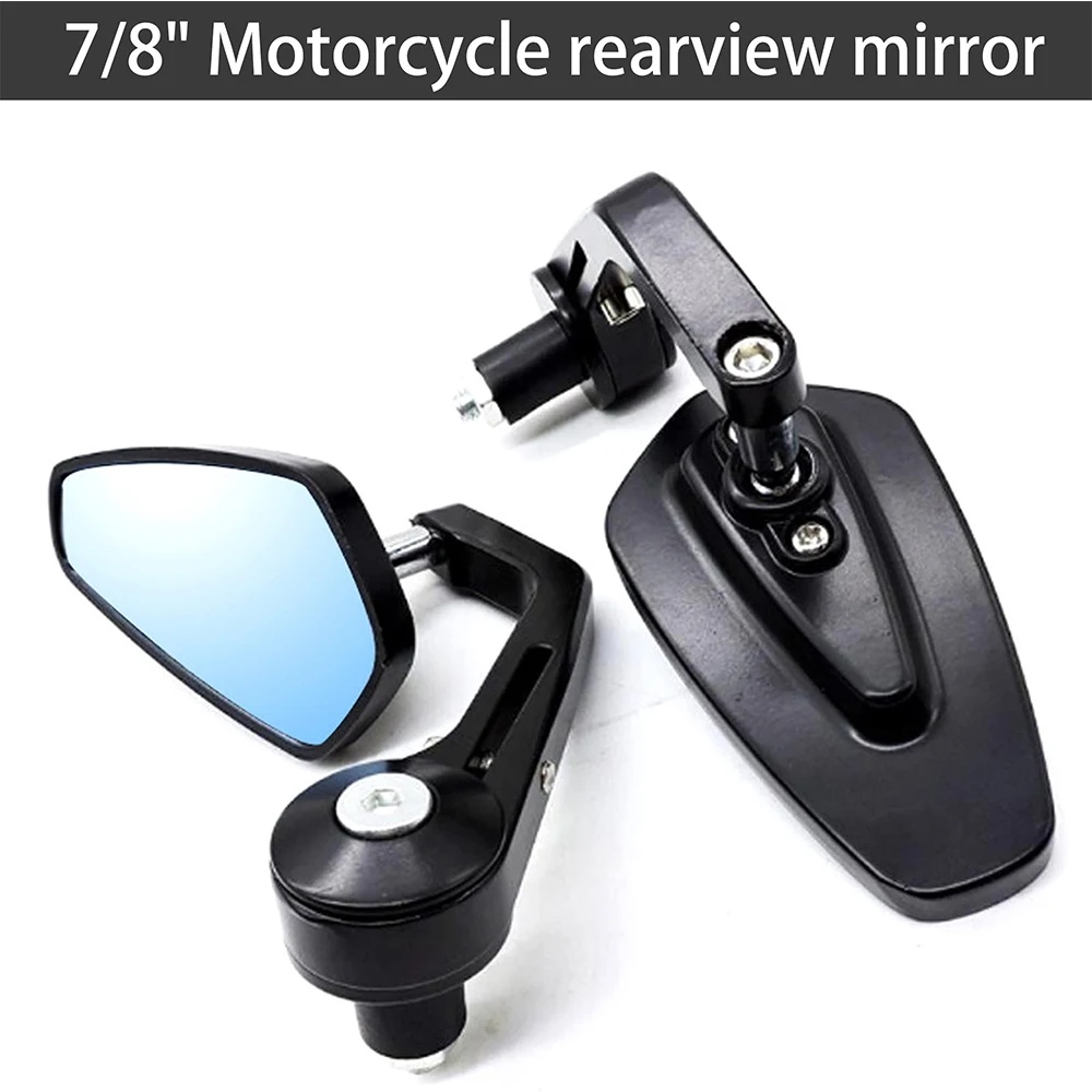 Motorcycle Mirrors 2x 7/8" 20mm Rear View Anti-Glare HD Motorbike Handlebar End Side for Scooters ATV Bike Motorcycles