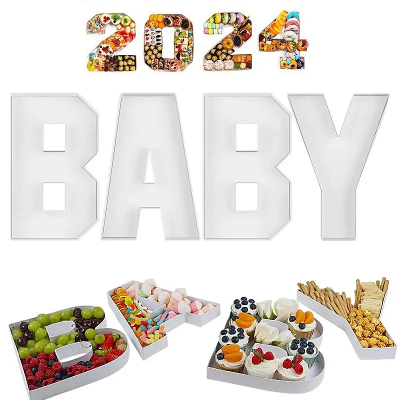 Charcuterie Board Letters White Baby Letter Trays For Food Baby Letter Boxes For Snack Food Cake Cookies Tray Gender
