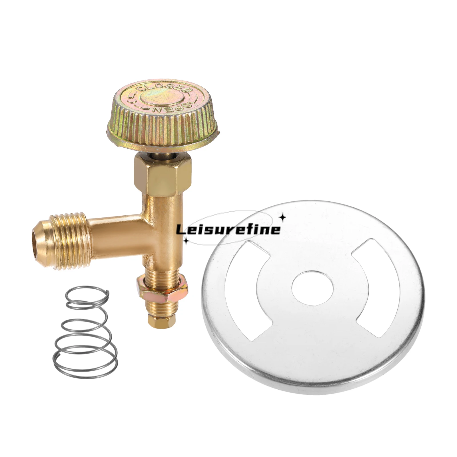 Brass Needle Valve 3/8" Male Swivel Flare Propane Gas Stove Needle Control with Air Intake Burner Damper Spring Holder Outdoor BBQ Camp