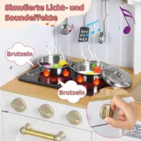Ensemble de jeu de cuisine en bois pour enfants, avec poêle, four, évier, réfrigérateur et accessoires, pour tout-petits, enfants d'âge préscolaire 4