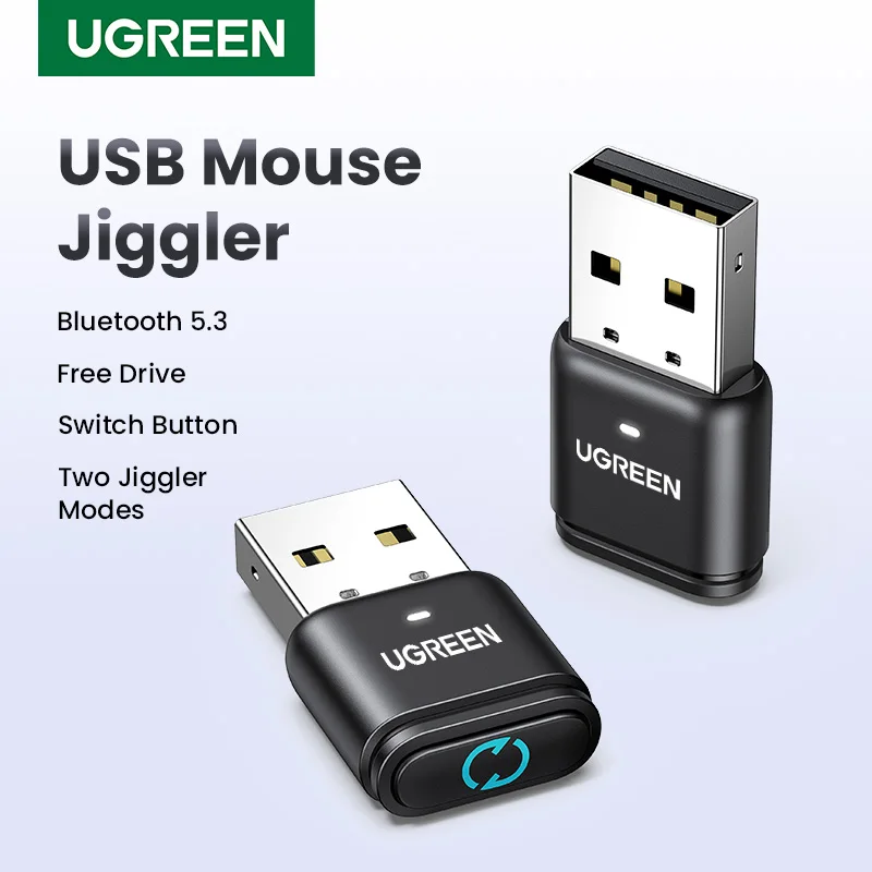 Wireless USB Adapter Mouse Jiggler USB Wireless Bluetooth Dongle Adapter Mouse Mover with Switch Button Shaker 2 Jiggle Modes Keep PC Awake