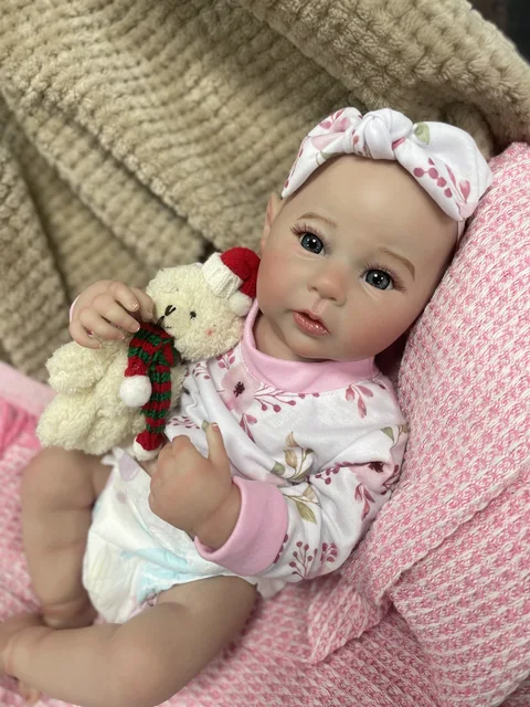 18 Inch Finished Reborn Baby Doll Raven Adorable Girl Full Body Silicone Vinyl Washable Newborn Christmas Gift Birthday Toy 3