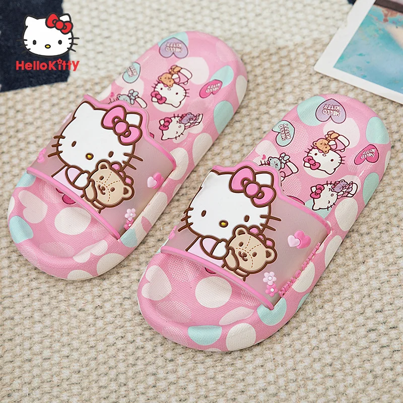 

Sanrio Hello Kitty Kawaii Anime Children Slippers Summer Cute Cartoon Kt Cat Indoor Home Outing Beach Shoes Toys for Girls