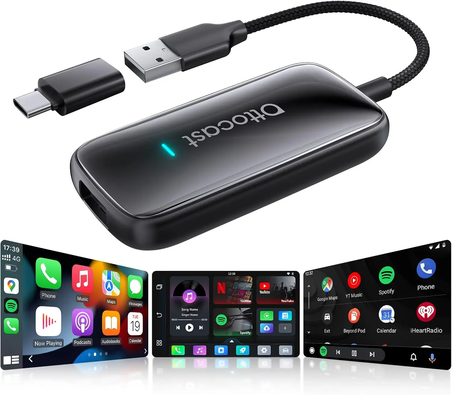Ottocast Play2Video Ultra Ai Box inalámbrico CarPlay Android Auto adaptador  integrado en Youtube Netflix para VW Benz Ford 99% de coches - AliExpress 34