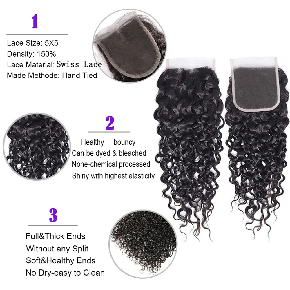 13x4 Water Wave Frontal Human Hair Brazilian Lace Frontal Closure Curly Deep Lace Frontal Closure Human Hair Virgin Hair Closure 3
