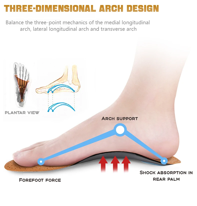 1 Paar voll- und halb orthopädische Einlegesohlen für Schuhe, Fußgewölbeunterstützung, Einlegesohlen für Füße, Plantarfasziitis, Schuhpolster, hochwertige Komforteinsätze aus Rindsleder – Detail 8