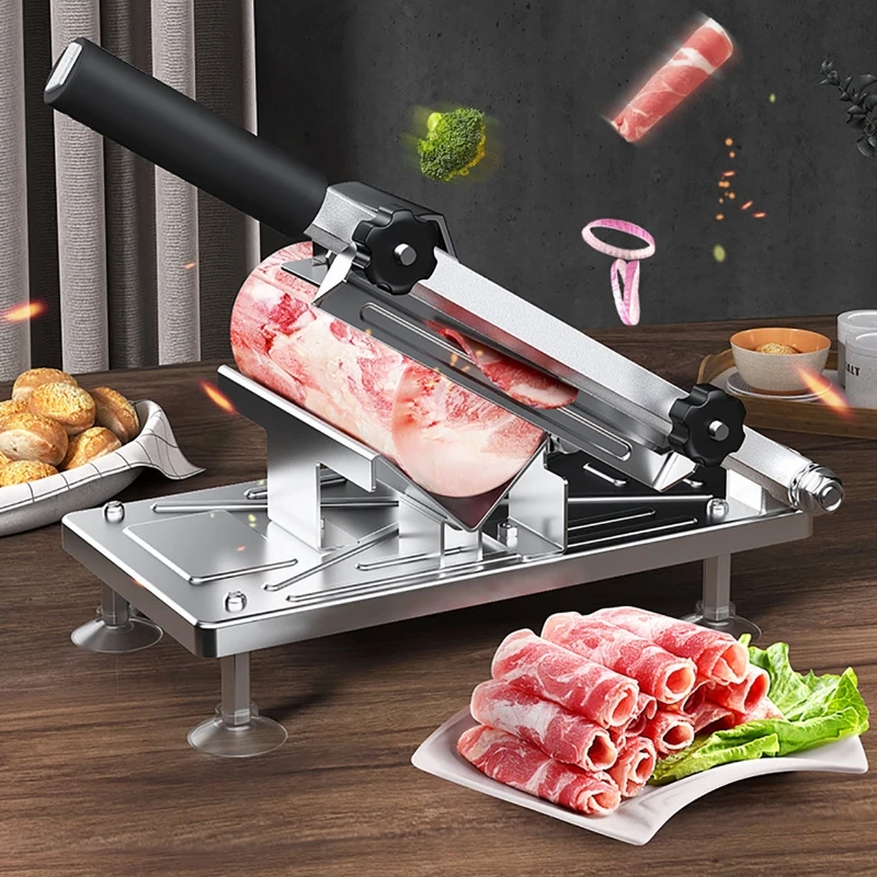 

Kitchen Tools Meat Slicing Machine Stainless Steel Household Manual Thickness Adjustable Meat and Vegetables Slicer Gadget