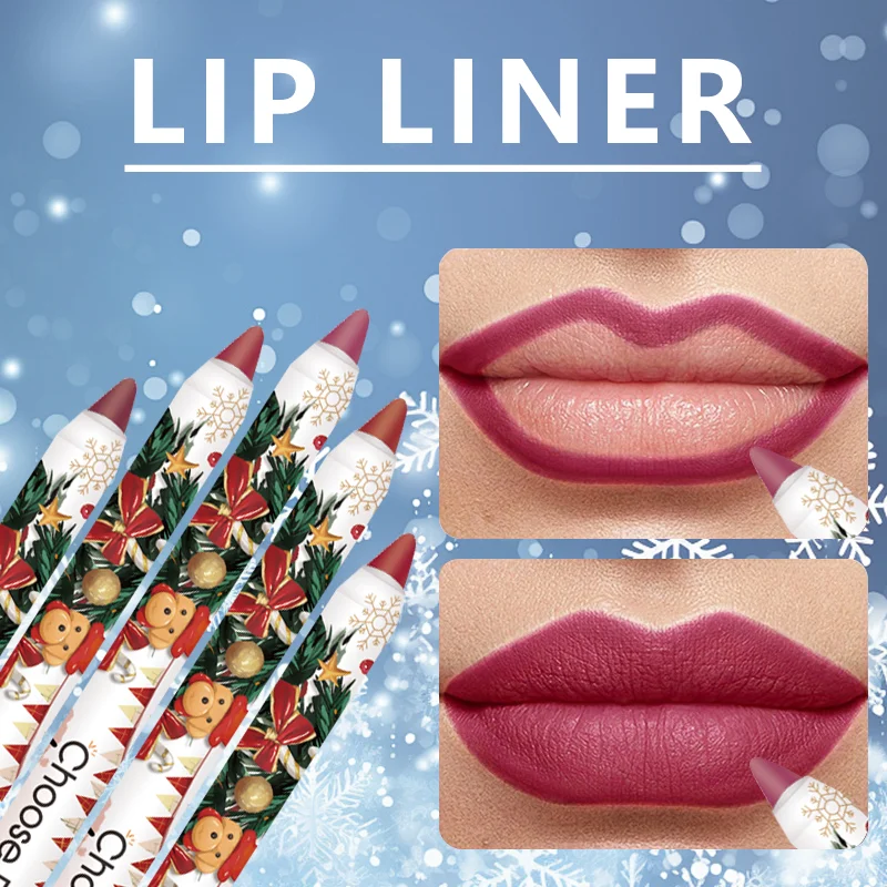 Christmas 12pcs Lip Liner Set - Long lasting waterproof - Easy to paint lip outline ideal for everyday use and festive wear 3