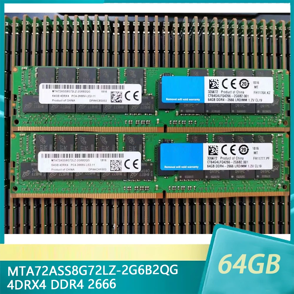 

1Pcs 64GB 64G 4DRX4 DDR4 2666 PC4-2666V For MT RAM MTA72ASS8G72LZ-2G6B2QG Server Memory