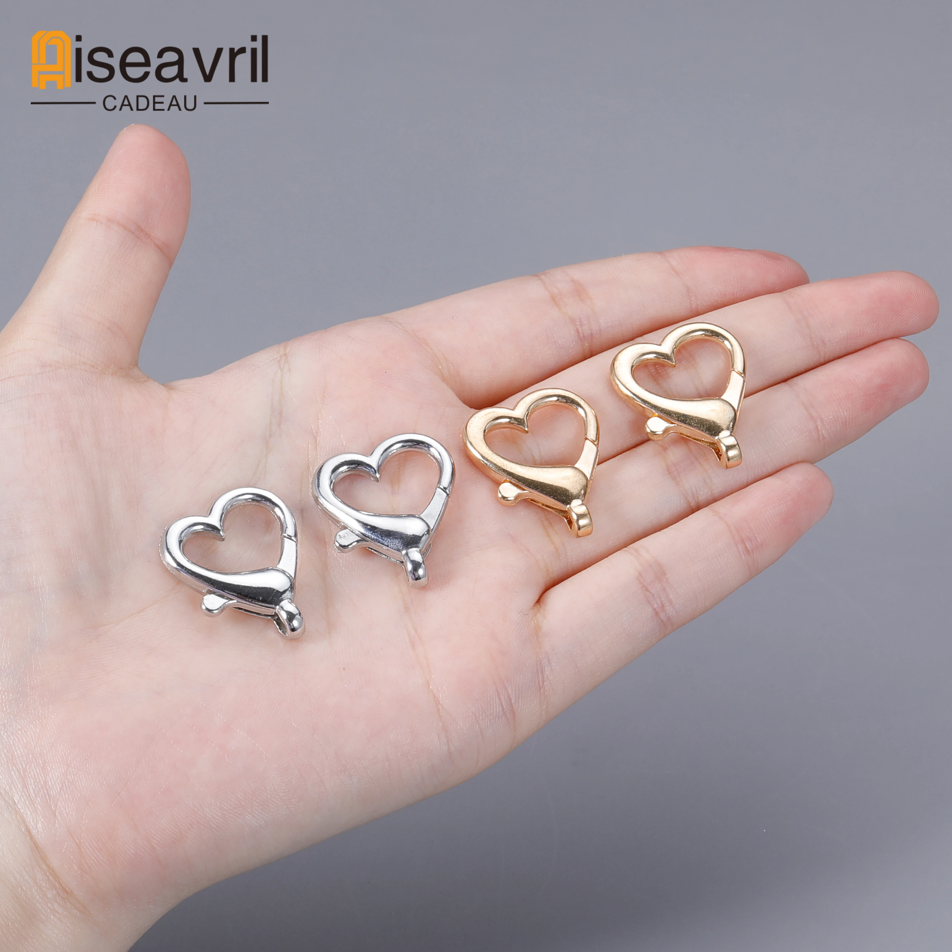 

100pcs Heart Lobster Clasp Hook Carabiner for DIY Keychain Jewelry Key Ring Craft Making Supplies Accessories Material Wholesale