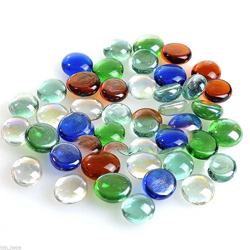 Fish Tank Ornaments Fish Tank Decorations Aquarium Ornaments 100g Gift Crystal Pebbles Flat Craft Accessories Marbles Mixed Color Beads Fish Tank Glass Stones