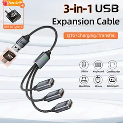 Universal 3 - in - 1 USB Multi - Device Splitter: Type - C & USB - A Hub with OTG, Charging, and Data Transfer Capabilities - 26cm(app.) (USB - A)