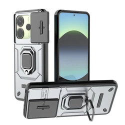 Enhanced Armor  Case with Slide Camera Protector and Magnetic Car Holder for Redmi Note 13 5G (Gray (HK - ZDX))