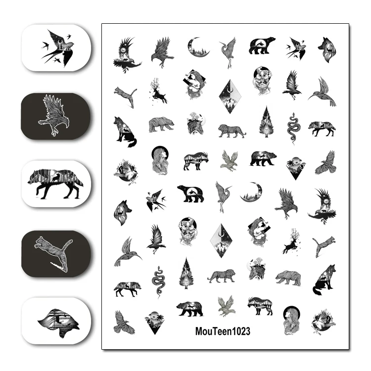 Mouteen1029 Dripping Graffiti Nail Sticker Nail Water Sticker for Art Decal