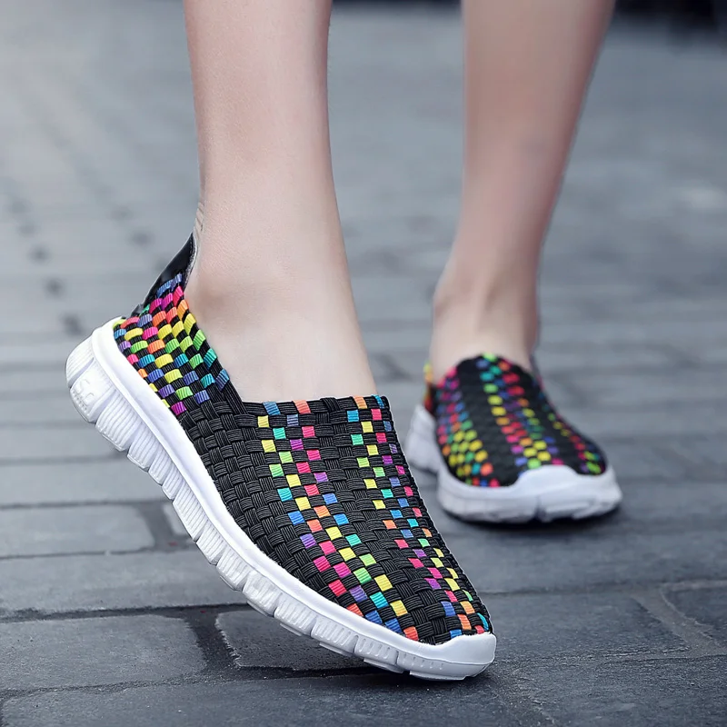 STRONGSHEN Men Shoes Summer Breathable Women Handmade Woven Shoes Couple Casual Flats Shallow Loafers Unisex Zapatos De Mujer