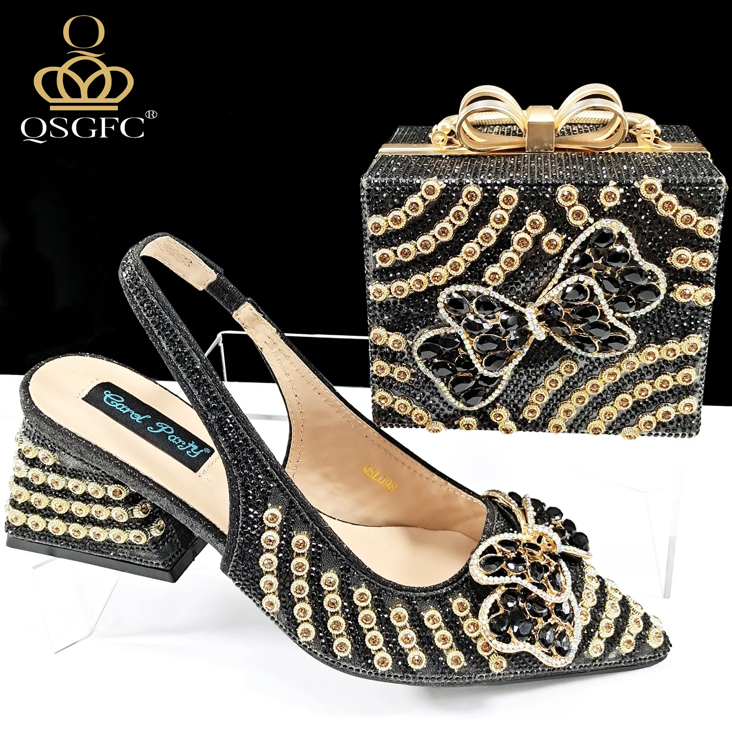 QSGFC Italienisches Design Clutch Dual Use Full Diamond High Heels Exquisite Geschenkbox und High Heels für Party-Damenschuhe – Detail 11