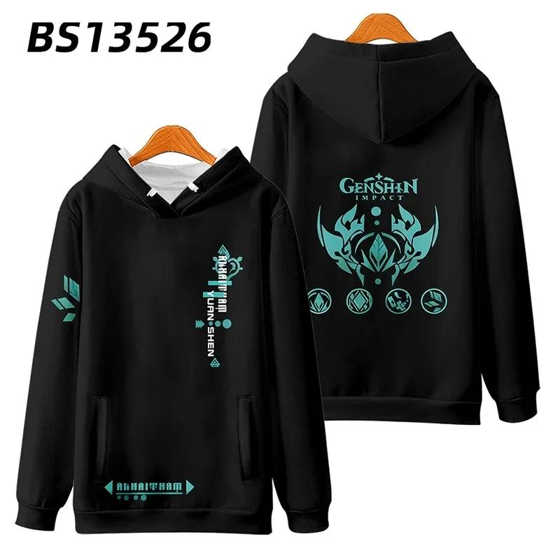 Hot game genshin impact 3d printing female/male hoodie streetwear hip hop pullover hooded jacket alhaitham cosplay costume 2024