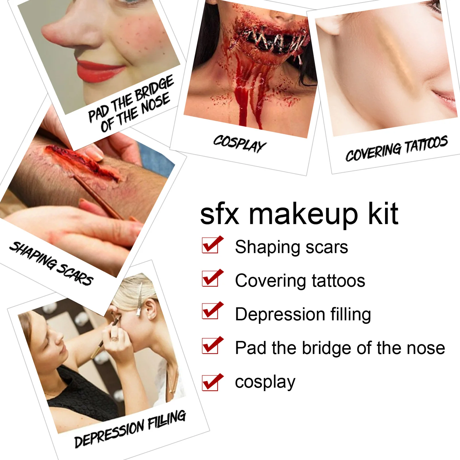 Halloween Fake Scar Makeup Kit - Horror Cosplay Skin Wax  Plasma Tool
