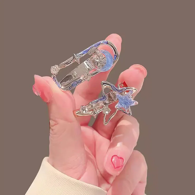 

Clip for hair alloy Hairpin Blue Moon and Star Hairclip with Shiny Diamonds Sequin for Women hair accessories clip