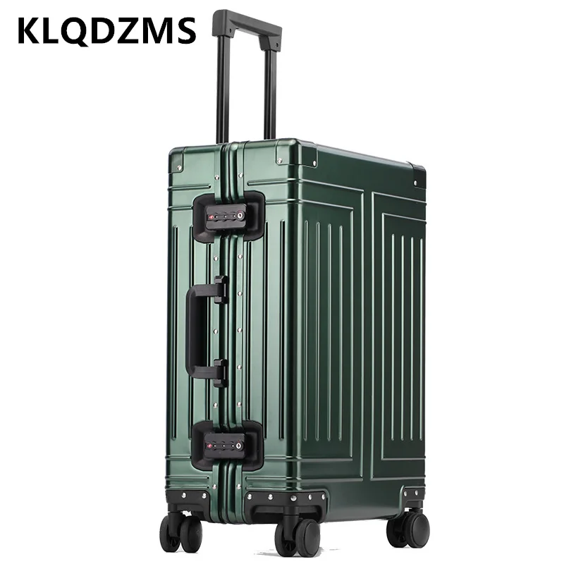 

Высококачественный чемодан KLQDZMS 20 дюймов, 24 дюйма, 26 дюймов, 29 дюймов, чемодан из алюминиево-магниевого сплава, Яркий Универсальный чемодан на колесиках