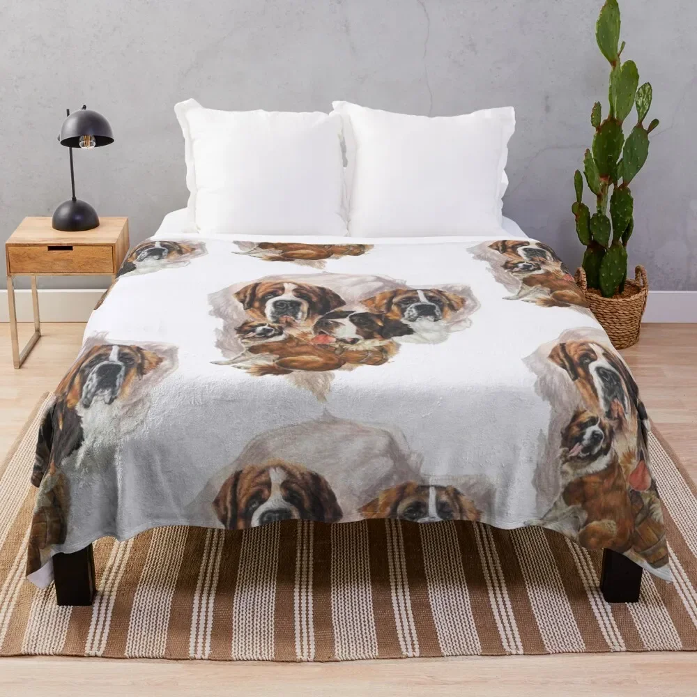 

Saint Bernard Grouping Throw Blanket Decorative Sofas Winter beds Plaid Blankets