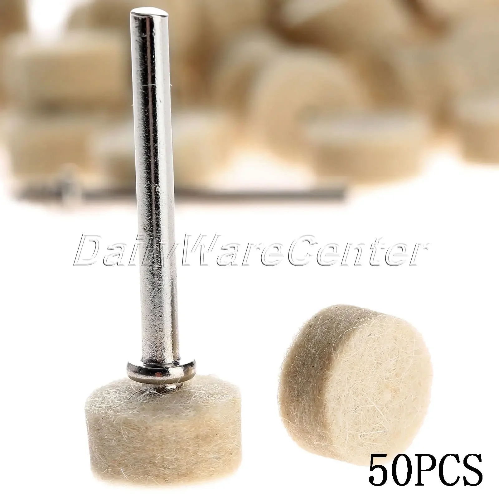 50Pcs 13mm Wool Felt Polishing Buffing Round Wheels Grinding Pad with 2 Shanks for Dremel Rotary Polishing Wheel Tools