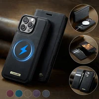 CaseMe Magnetic Magsafe Flip Leather Phone Case for iPhone 17 16 Pro Max 16E 14 Plus 15 13 12 Wallet Wireless Charging Cover