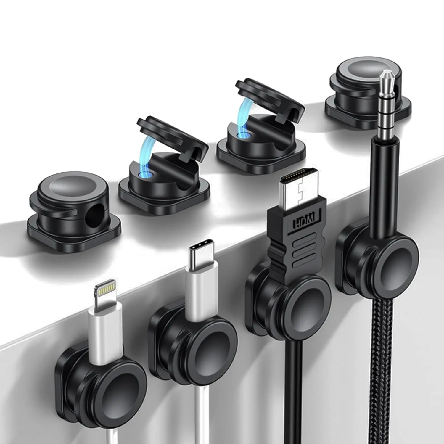 8PCS Magnetic Cable Organizer Management Phone Cables Clip Cord Holder Home Office Desktop Nightstand cable organizer