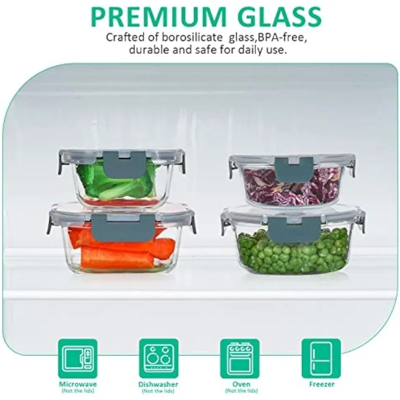 24-Piece Glass Food Storage Containers with Lids, BPA-Free and Airtight Glass Meal Prep Containers Set - Microwave, Oven and Freezer Safe, Size: (1)