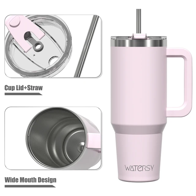 Tasse thermique en acier inoxydable 30/40oz, avec poignée et paille, tasse isolée de grande capacité, gobelet à Double vide pour voiture 2