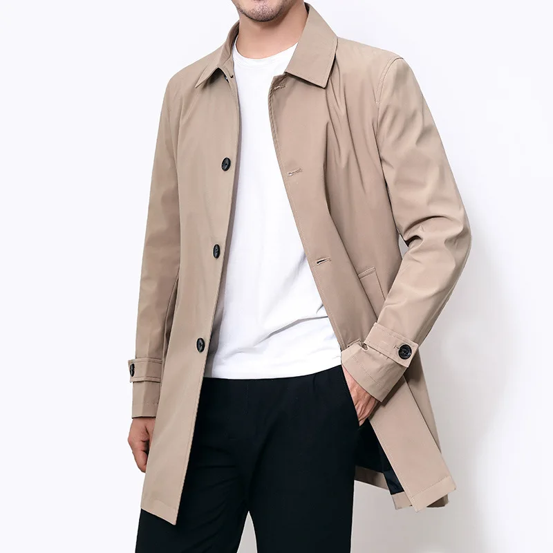 Autumn Winter Casual Mens Overcoat Thick Windbreaker Coat Plus Size Long Black Trench Coat Male Outerwear Boys Trench Xxxl 4xl