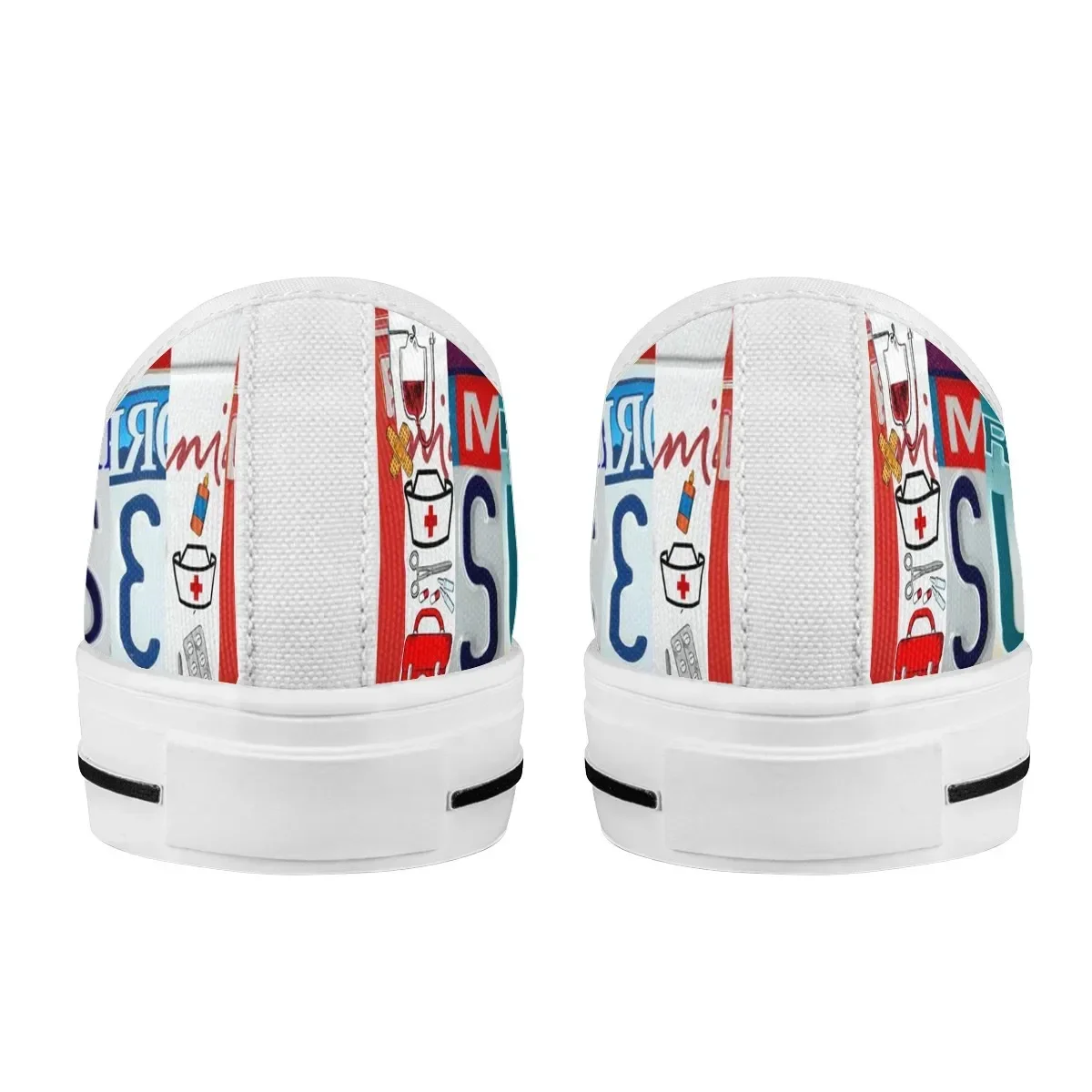 License Plate Super Nurse Shoes Ladies Lace-up Casual Shoes Breathable Walking Canvas Shoes New Style Women Vulcanized Flat
