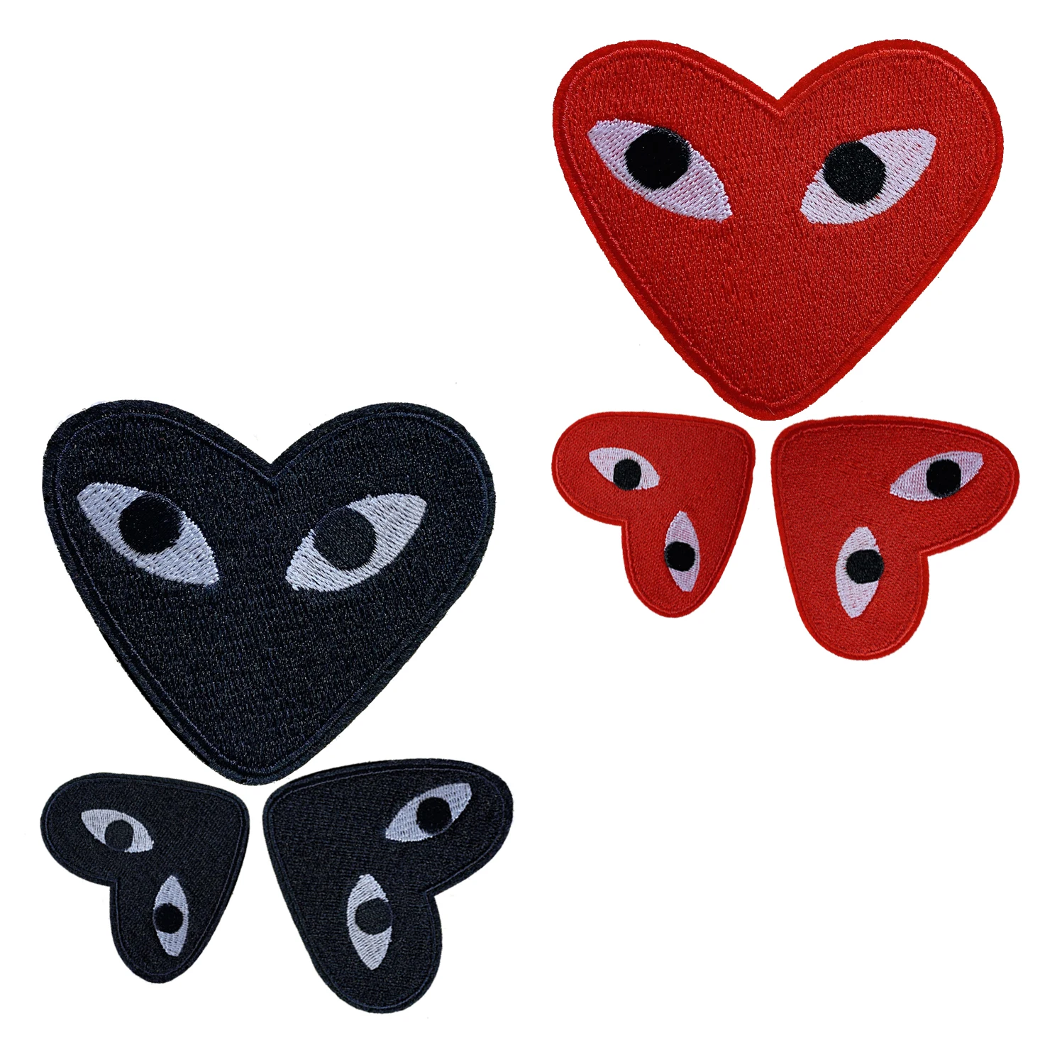 

Black Red Hearts Patch For Clothing Iron On Embroidered Sew Applique Cute Patch Fabric Badge Garment DIY Apparel Accessories