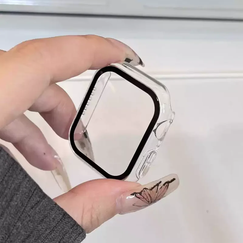 3 Stück Glas + Hülle für Apple Watch 44 mm 40-41-38-42 mm 45 mm 46 mm Displayschutzfolie Schutzhülle Apple Watch 11 10 8 7 9 6 SE 5 4 – Detail 4
