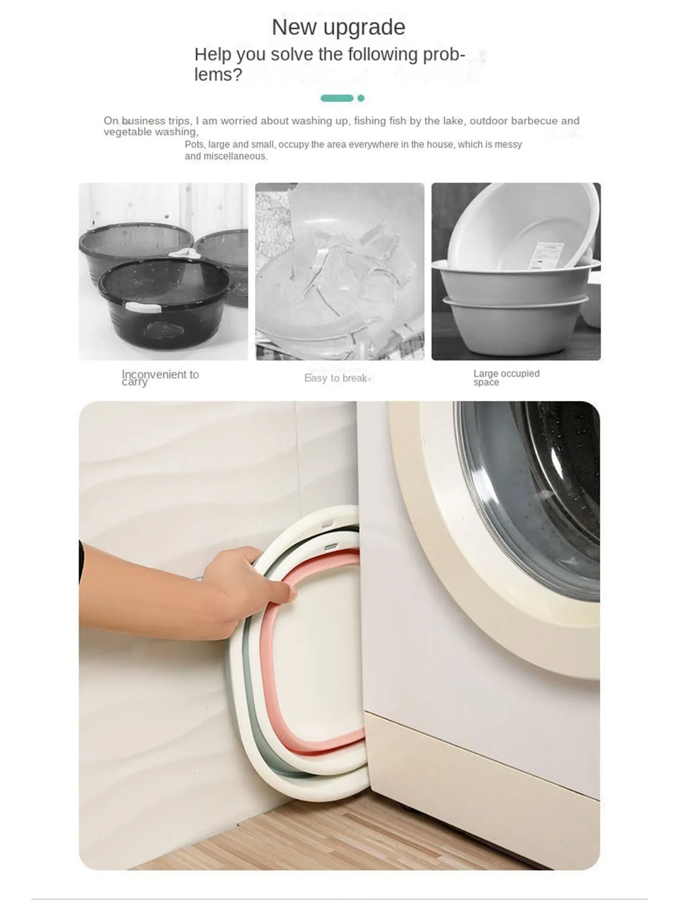 Portable Folding Basins Wash Basins Folding Laundry Plastic Tub Baby Bath Basin Laundry Tub Hanging Bathroom Kitchen Accessories folding wash basin collapsible wash basin foldable wash basin foldable foot bath