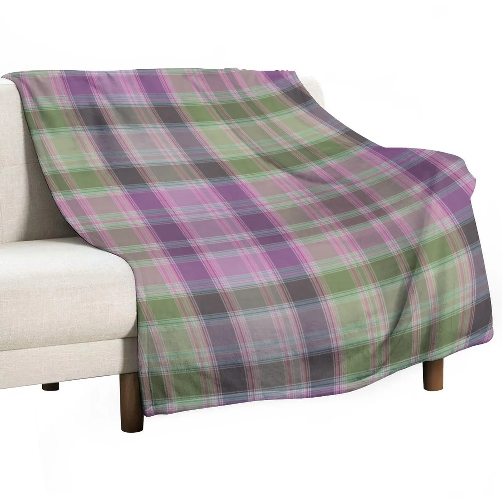 

Green and lilac tartan plaid. Throw Blanket Camping Blanket Stuffed Blankets Baby Blanket