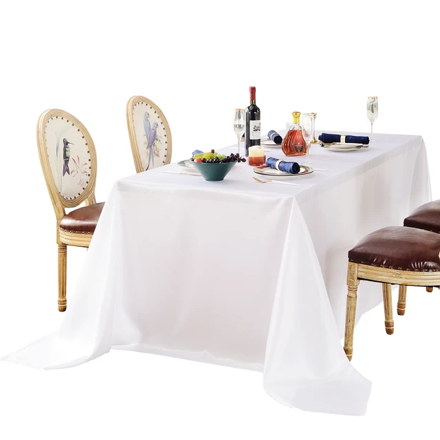 Nappe Rectangulaire en Satin Blanc Lisse et Brcorporelle, Fournitures de ixde Mariage et de Noël 1