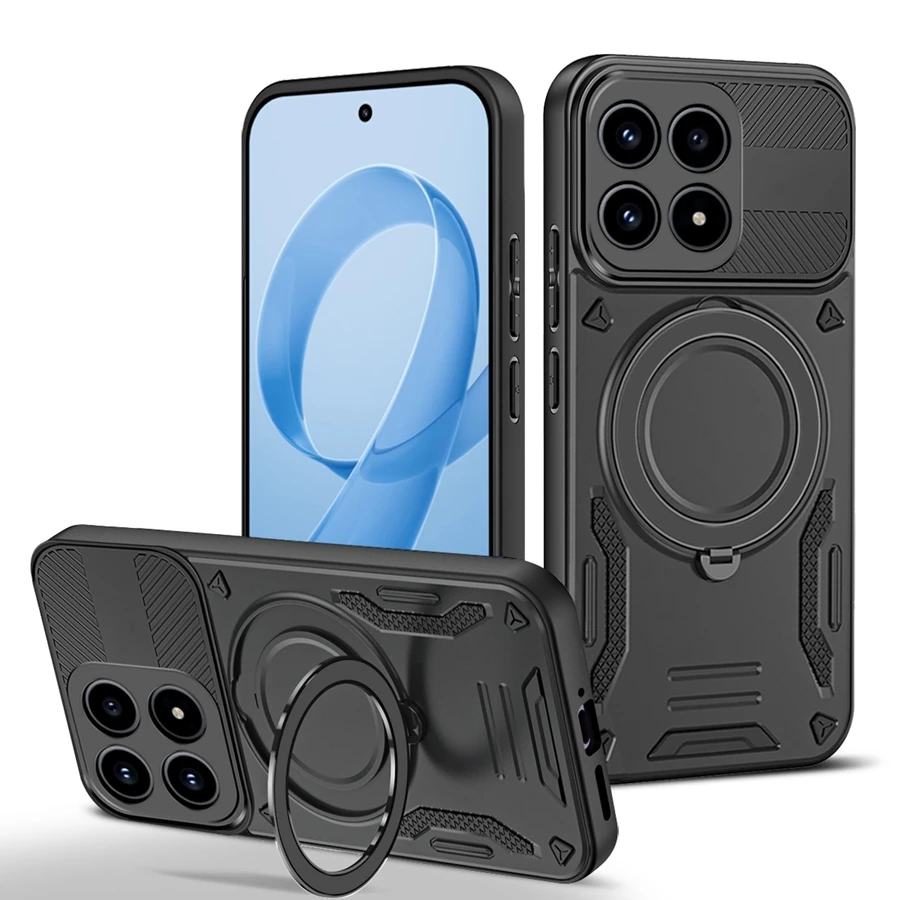 Armor Shockproof Magnetic Phone Case with Car Holder Ring Stent