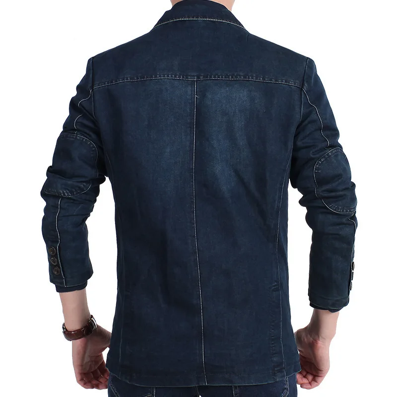 Fashion Mens Denim Blazer Spring Autumn Brand Male Slim Fit Casual Jeans Suit Jacket Men Blazer Coat Terno Masculino 4XL MY161