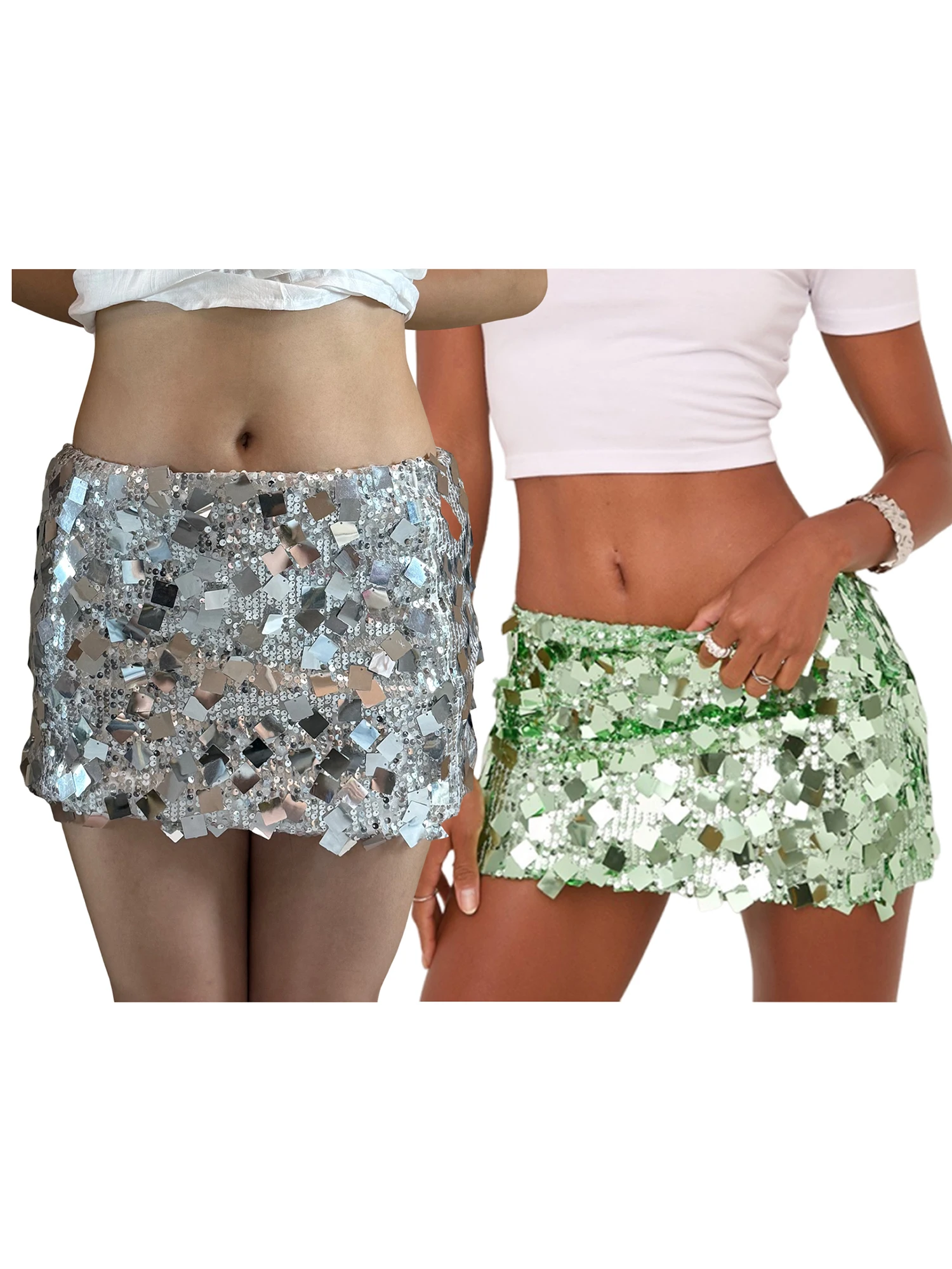 Shimmering Sequin Bodycon Dress Glittery Low Cut Mini Skirt Stylish Night Out Clubwear for Women Fashion Party Look