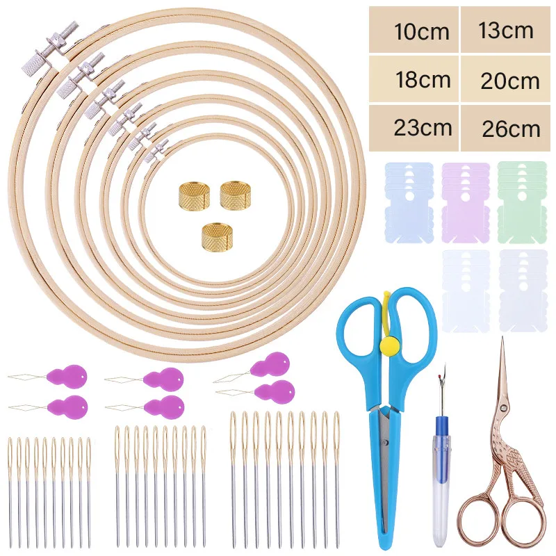 Set De 6 Cerceaux à Broder En Bambou - Tailles 8.26 à 4.21 Pouces - Réglables, Anti-moisissure - Pour Broderie, Point De Croix, Travaux D'aiguille Set Cerceaux Point De Croix