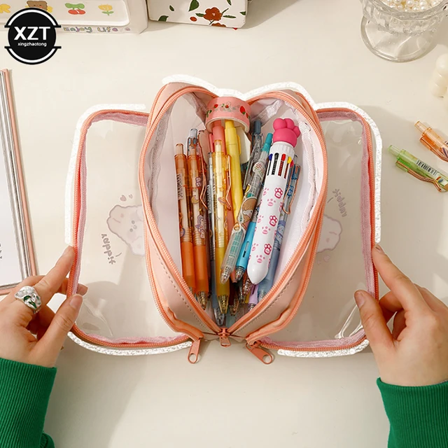 Transparent Pencil Cases Kawaii Girls  Transparent Pencil Pouch Cute -  Kawaii Pencil - Aliexpress