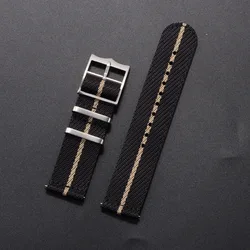 Military - Grade Nylon Watch Band Quick Release Strap - Premium Woven Canvas Fabric Wristband - 22mm (Black)