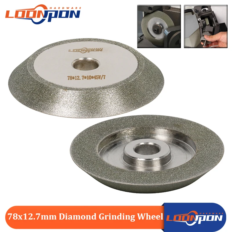 Loonpon Diamant-Schleifscheibe, 78 mm, 7,6 cm, Diamantscheibe zum Schärfen von Wolframstahl-Fräser, Werkzeugschleifer