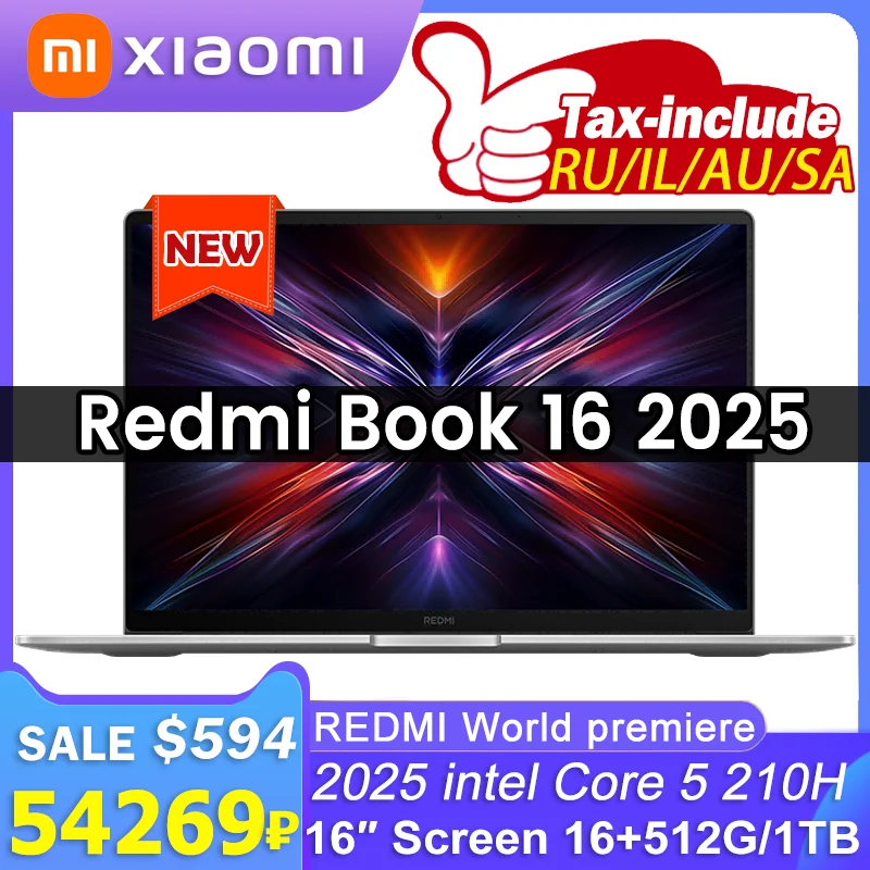 Notebook Laptop REDMI BOOK 16 intel Core 5 210H Processor 16/32GB RAM 512G/1TB SSD 16inch FHD 60Hz Screen